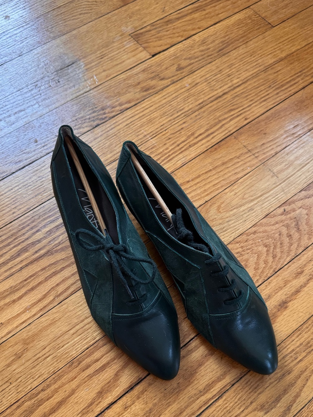 Manfield Green Leather Heels